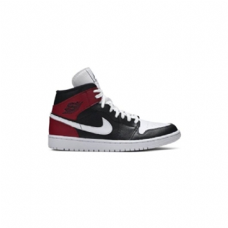 Air Jordan 1 Mid Sort Rød Hvid Sko Dame