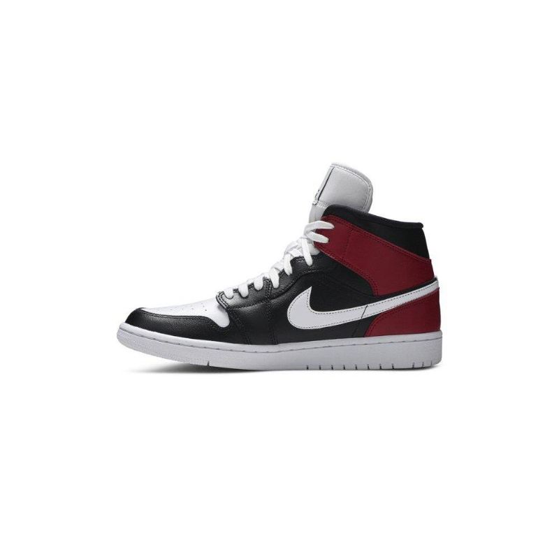 Air Jordan 1 Mid Sort Rød Hvid Sko Dame