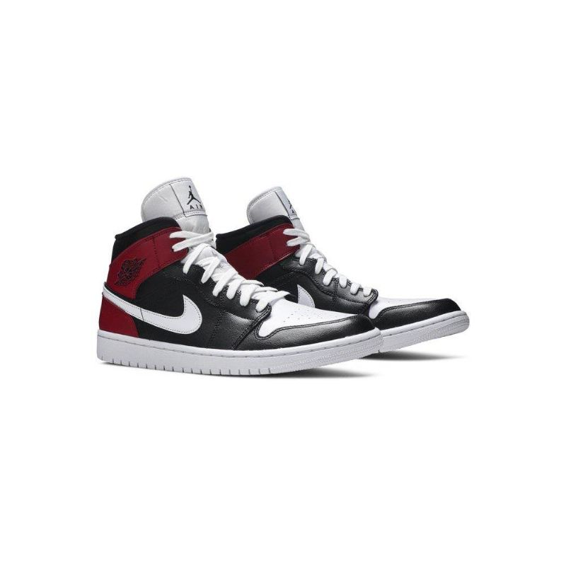 Air Jordan 1 Mid Sort Rød Hvid Sko Dame