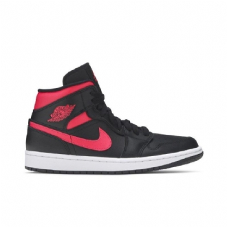 Air Jordan 1 Mid Sort Rød Hvid Sko Dame