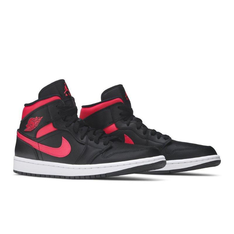 Air Jordan 1 Mid Sort Rød Hvid Sko Dame