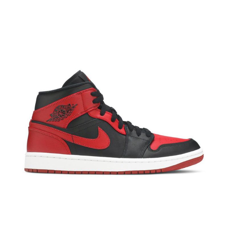 Air Jordan 1 Mid Sort Rød Hvid Sko Herre