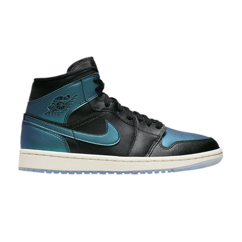 Air Jordan 1 Mid Turkis Sort Hvid Sko Dame