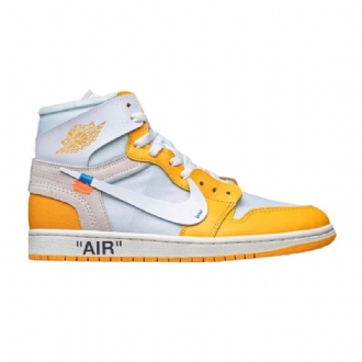 Air Jordan 1 Off-hvid Retro High Og Hvid Gul Grå Sko Herre