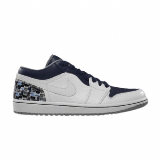 Air Jordan 1 Phat Low Hvid Grå Marineblå Sko Herre