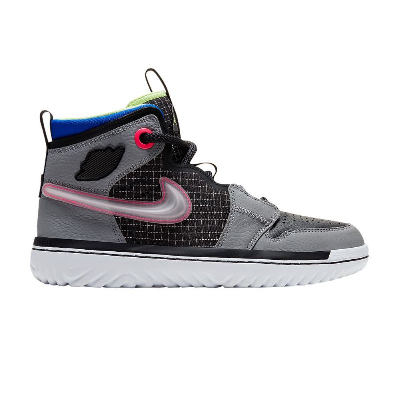 Air Jordan 1 React Grå Sort Lyserød Sko Herre