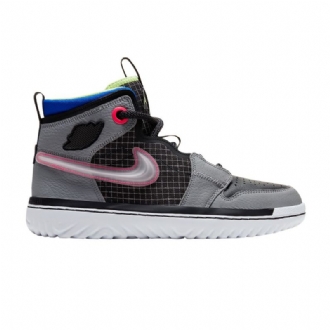 Air Jordan 1 React Grå Sort Lyserød Sko Herre