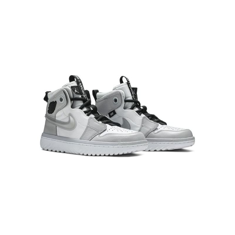 Air Jordan 1 React High Hvid Grå Sort Sko Herre