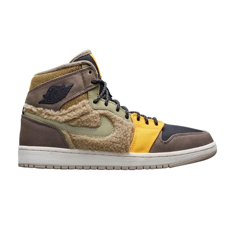 Air Jordan 1 Retro Brun Olivengrøn Gul Sort Sko Dame