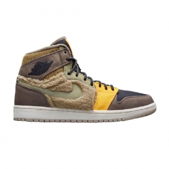 Air Jordan 1 Retro Brun Olivengrøn Gul Sort Sko Dame