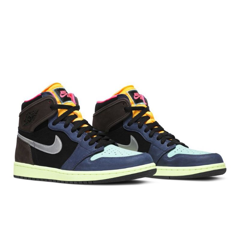 Air Jordan 1 Retro High Brun Sort Guld Blå Sko Herre