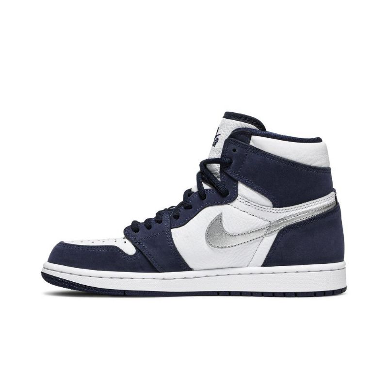 Air Jordan 1 Retro High Co.jp Hvid Marineblå Sølv Sko Herre