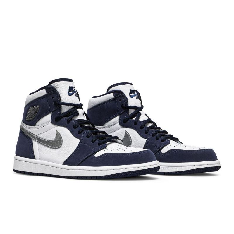 Air Jordan 1 Retro High Co.jp Hvid Marineblå Sølv Sko Herre