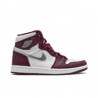 Air Jordan 1 Retro High Og Bordeaux Hvid Sølv Sko Herre