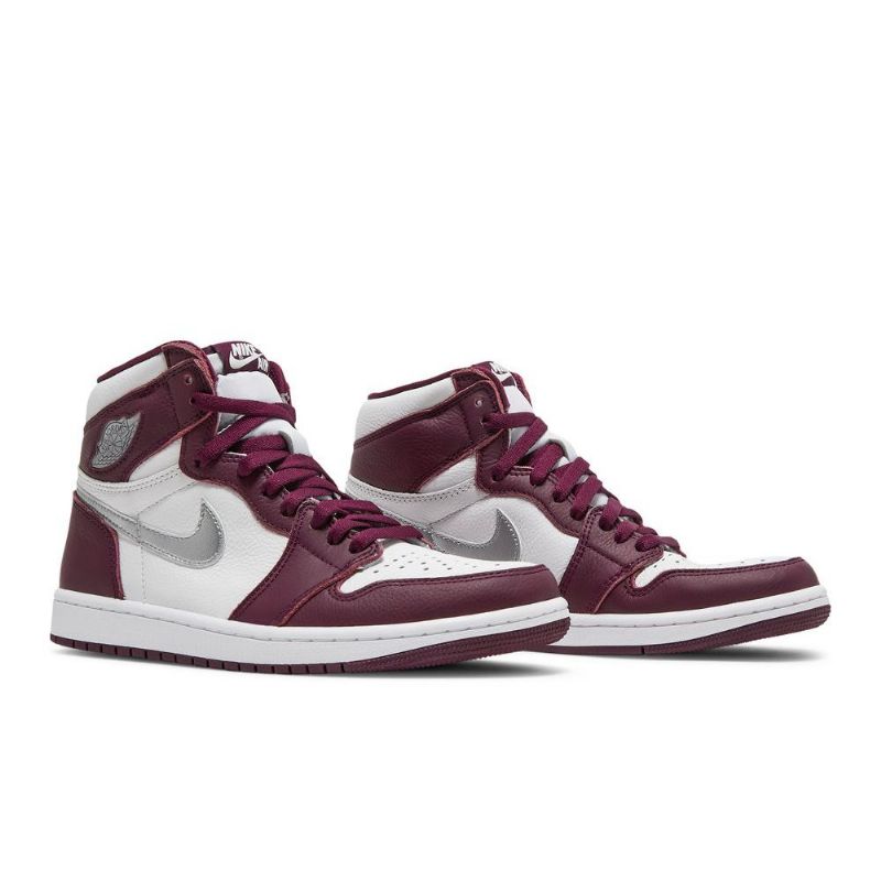 Air Jordan 1 Retro High Og Bordeaux Hvid Sølv Sko Herre