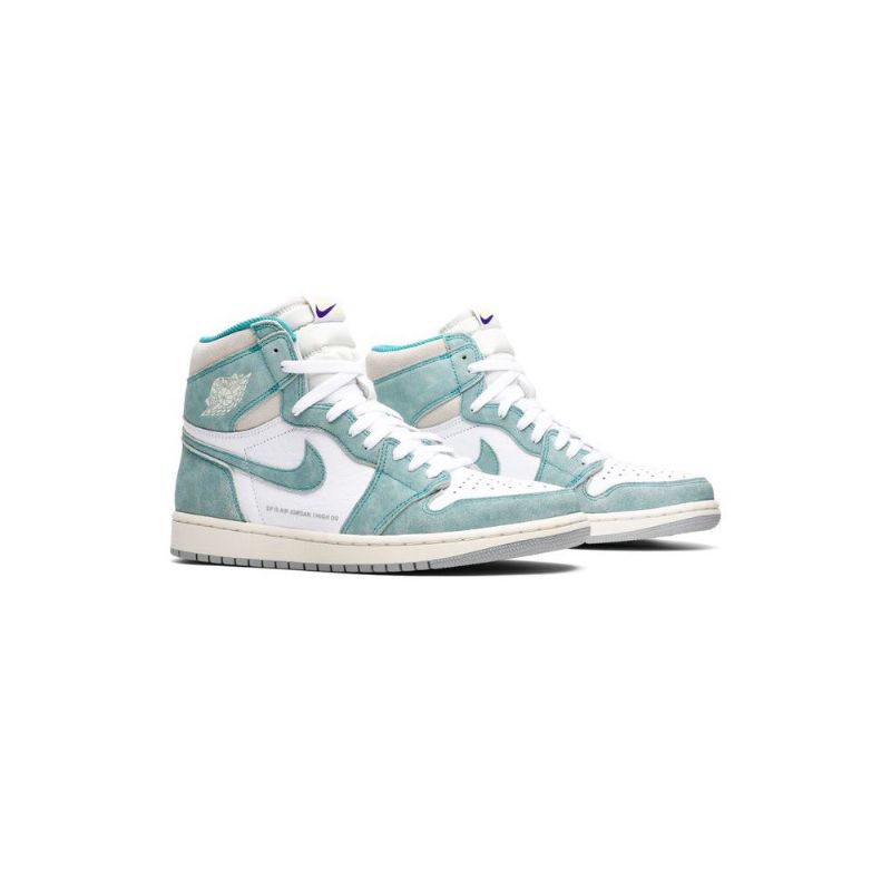 Air Jordan 1 Retro High Og Grøn Hvid Grå Sko Herre