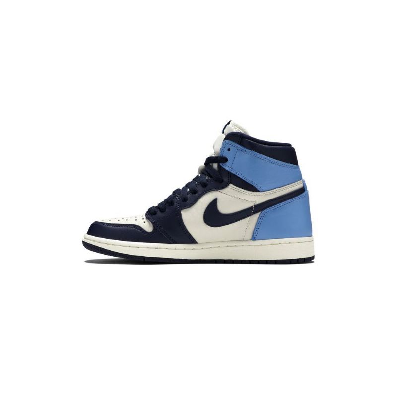 Air Jordan 1 Retro High Og Hvid Marineblå Blå Sko Herre