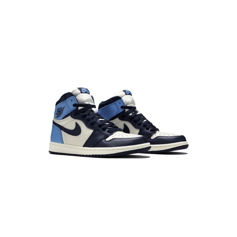 Air Jordan 1 Retro High Og Hvid Marineblå Blå Sko Herre