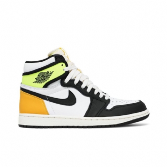 Air Jordan 1 Retro High Og Hvid Sort Grøn Guld Sko Herre