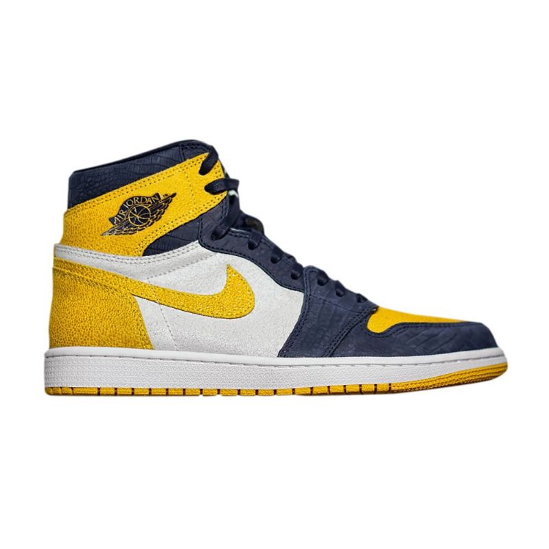 Air Jordan 1 Retro High Og Pe Hvid Gul Marineblå Sko Herre