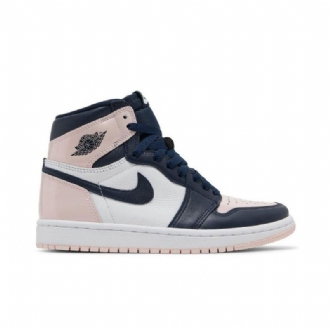 Air Jordan 1 Retro High Og Se Lyserød Hvid Marineblå Sko Dame