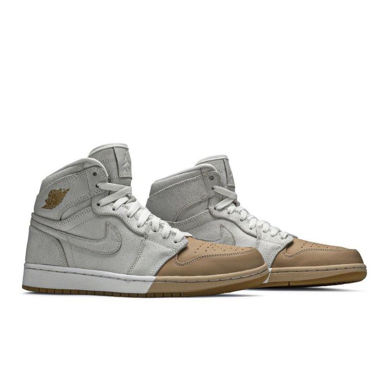 Air Jordan 1 Retro High Premium Hvid Guld Sko Dame