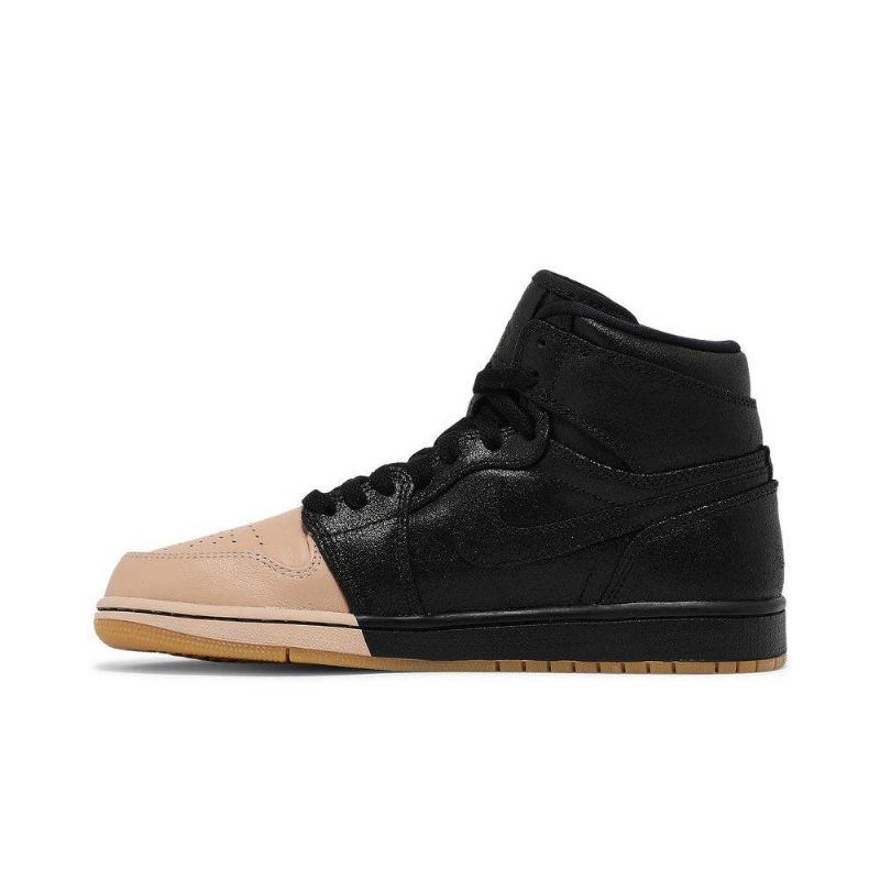 Air Jordan 1 Retro High Premium Sort Guld Khaki Sko Dame