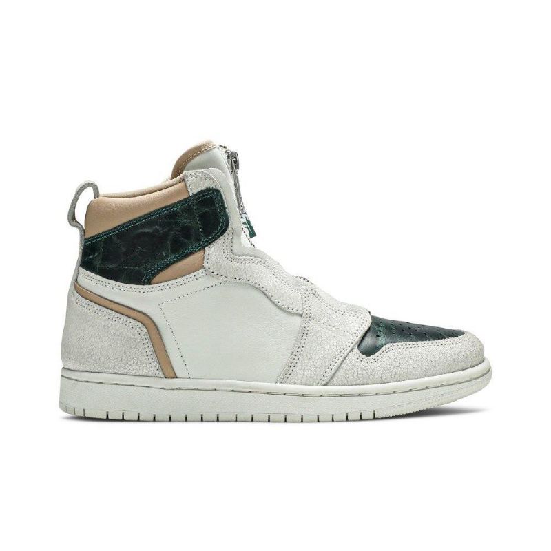 Air Jordan 1 Retro High Zip Hvid Grøn Brun Sko Dame