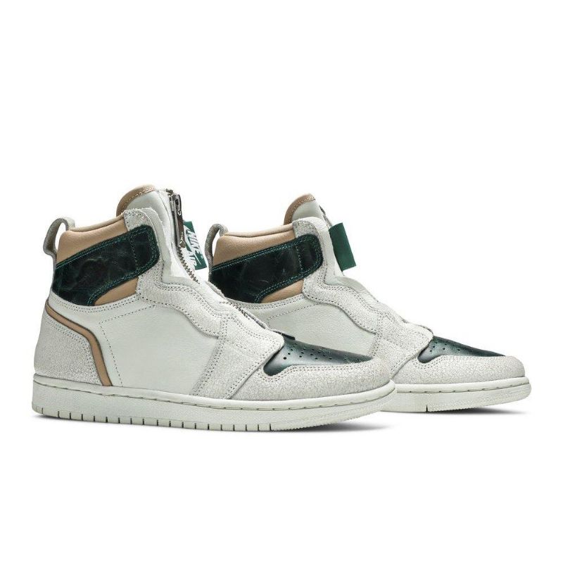 Air Jordan 1 Retro High Zip Hvid Grøn Brun Sko Dame