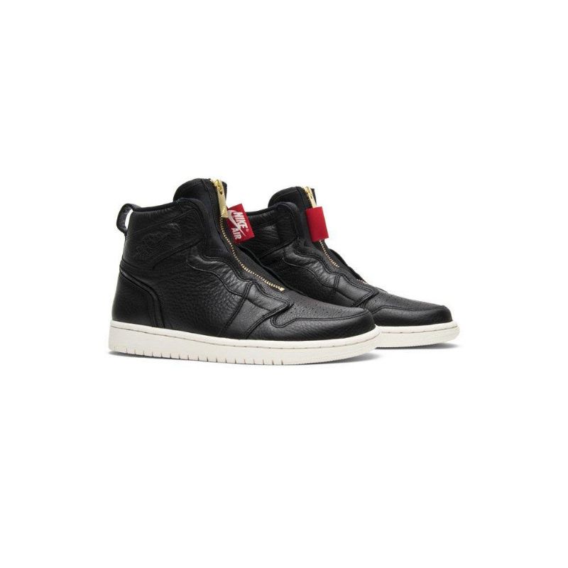 Air Jordan 1 Retro High Zip Sort Hvid Sko Dame