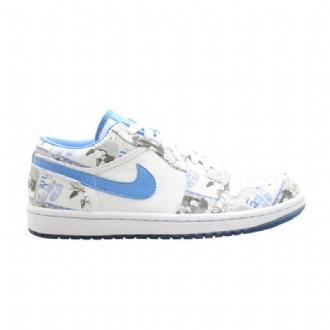 Air Jordan 1 Retro Low Hvid Blå Sko Dame