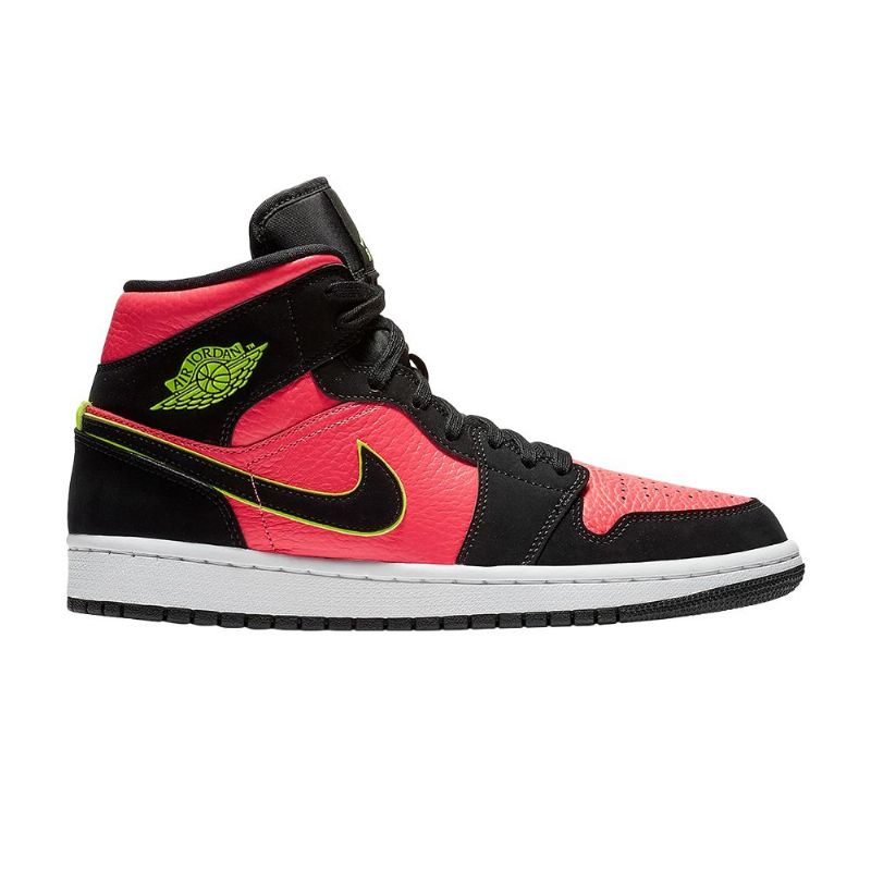 Air Jordan 1 Retro Mid Sort Lyserød Grøn Sko Dame