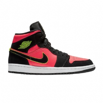 Air Jordan 1 Retro Mid Sort Lyserød Grøn Sko Dame