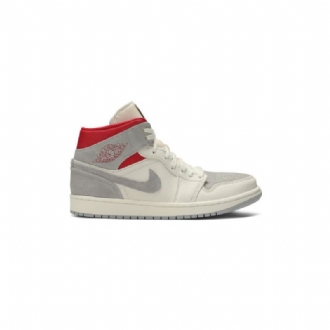 Air Jordan 1 Sneakersnstuff Mid Hvid Grå Rød Sko Herre