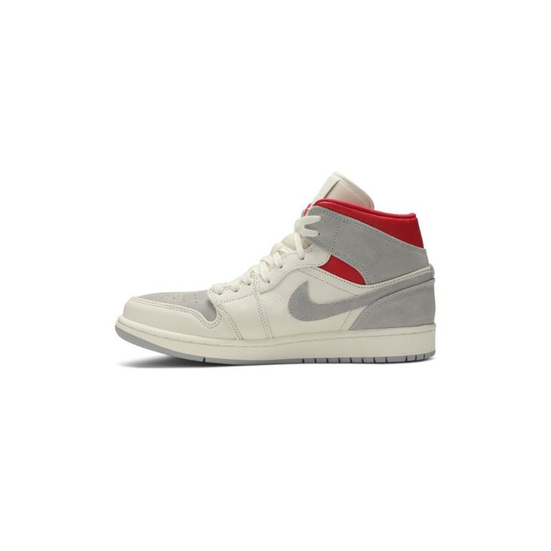 Air Jordan 1 Sneakersnstuff Mid Hvid Grå Rød Sko Herre