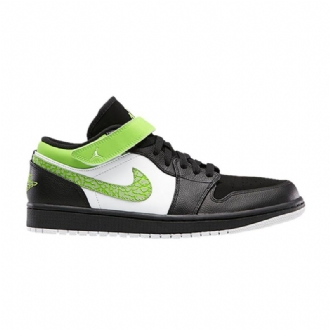 Air Jordan 1 Strap Low Sort Grøn Hvid Sko Herre