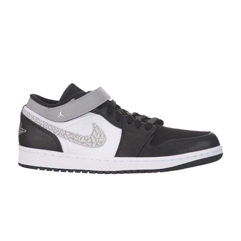 Air Jordan 1 Strap Low Sort Sølv Hvid Sko Herre