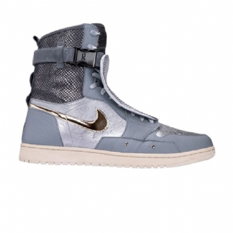 Air Jordan 1 The Shoe Surgeon Anthony Davis Ruffles Grå Sølv Guld Sort Sko Herre