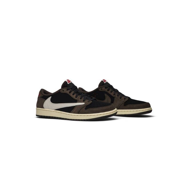 Air Jordan 1 Travis Scott Low Sort Brun Rød Beige Sko Herre
