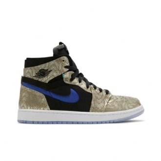Air Jordan 1 Zoom Comfort Guld Sort Blå Sko Herre