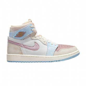 Air Jordan 1 Zoom Air Comfort High Lyserød Hvid Blå Sko Dame