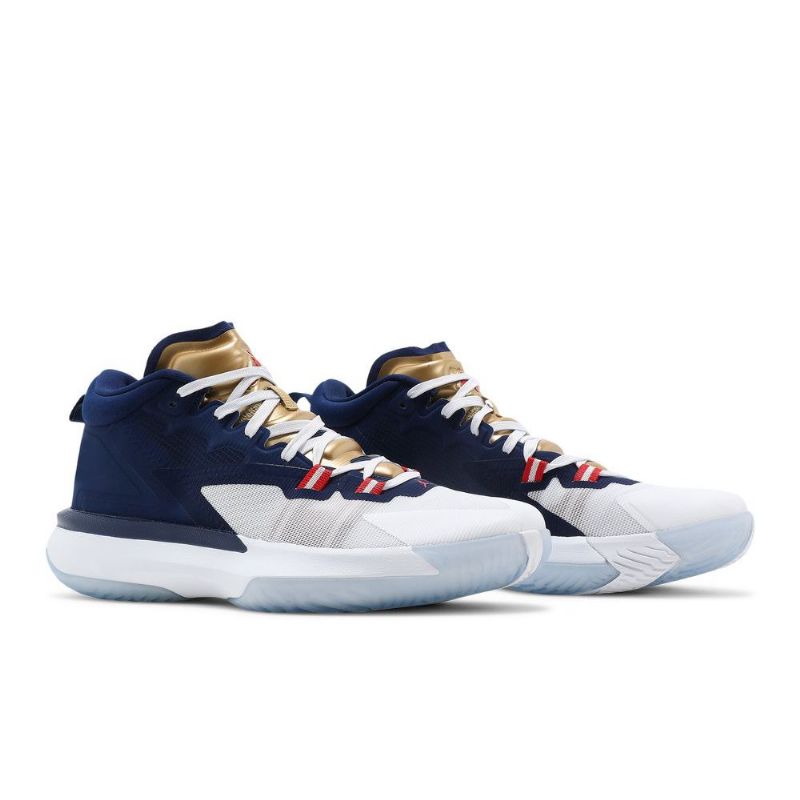 Air Jordan Zion 1 Blå Hvid Guld Sko Herre