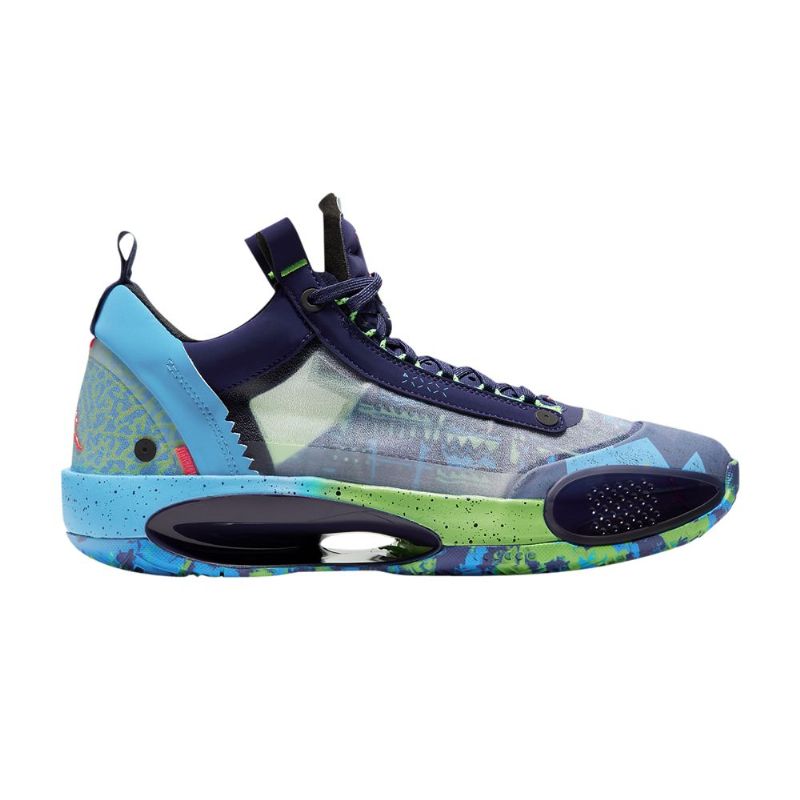 Air Jordan 34 Low Lilla Grøn Blå Grå Sko Herre