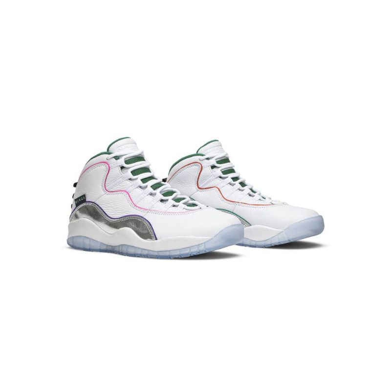 Air Jordan 10 Retro Hvid Sølv Grøn Sko Herre
