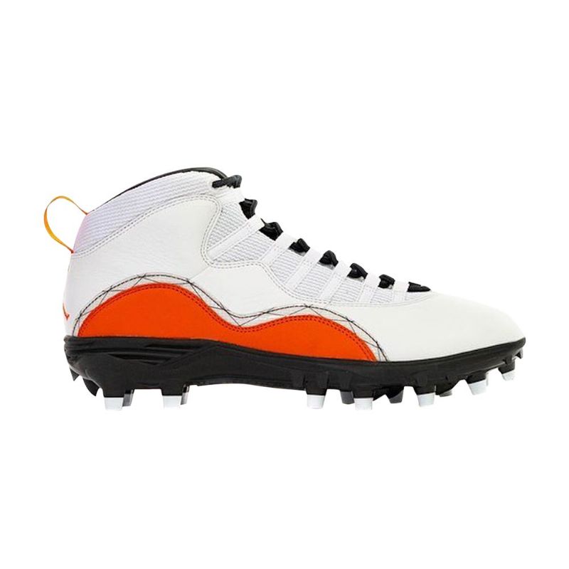 Air Jordan 10 Solefly Retro Cleat Pe Hvid Orange Sort Sko Herre