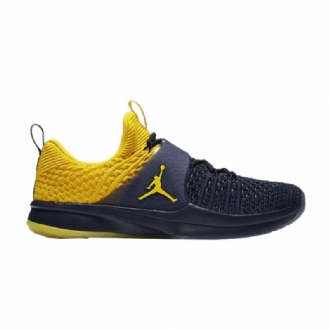 Air Jordan Trainer 2 Flyknit Marineblå Gul Sko Herre