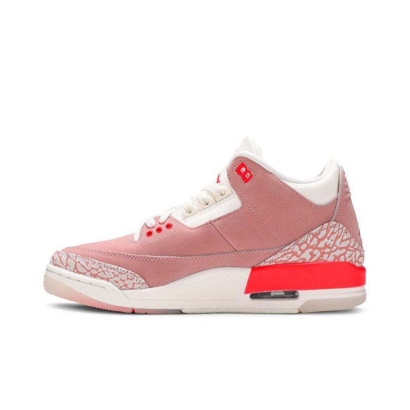 Air Jordan 3 Retro Hvid Lyserød Rød Sko Dame