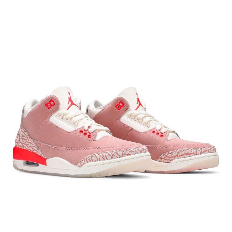 Air Jordan 3 Retro Hvid Lyserød Rød Sko Dame