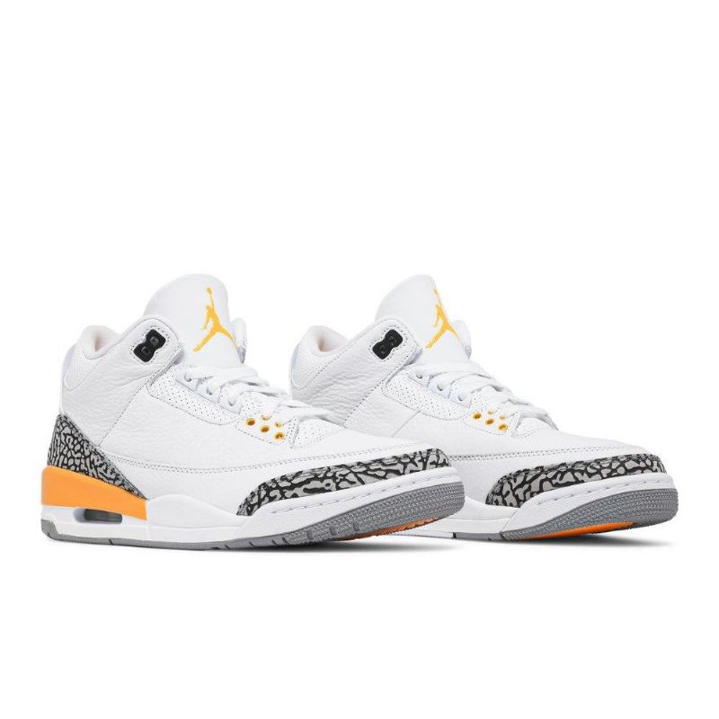 Air Jordan 3 Retro Hvid Orange Grå Sko Dame