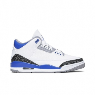 Air Jordan 3 Retro Hvid Sort Grå Blå Sko Herre